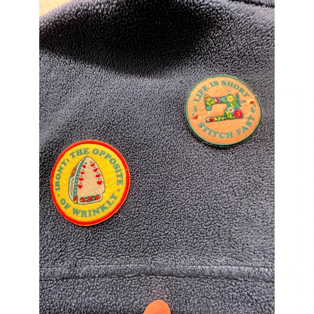 Columbia Fleece‎ Jacket Full Zip Sewing enthusiasts Patches Blue Women's L